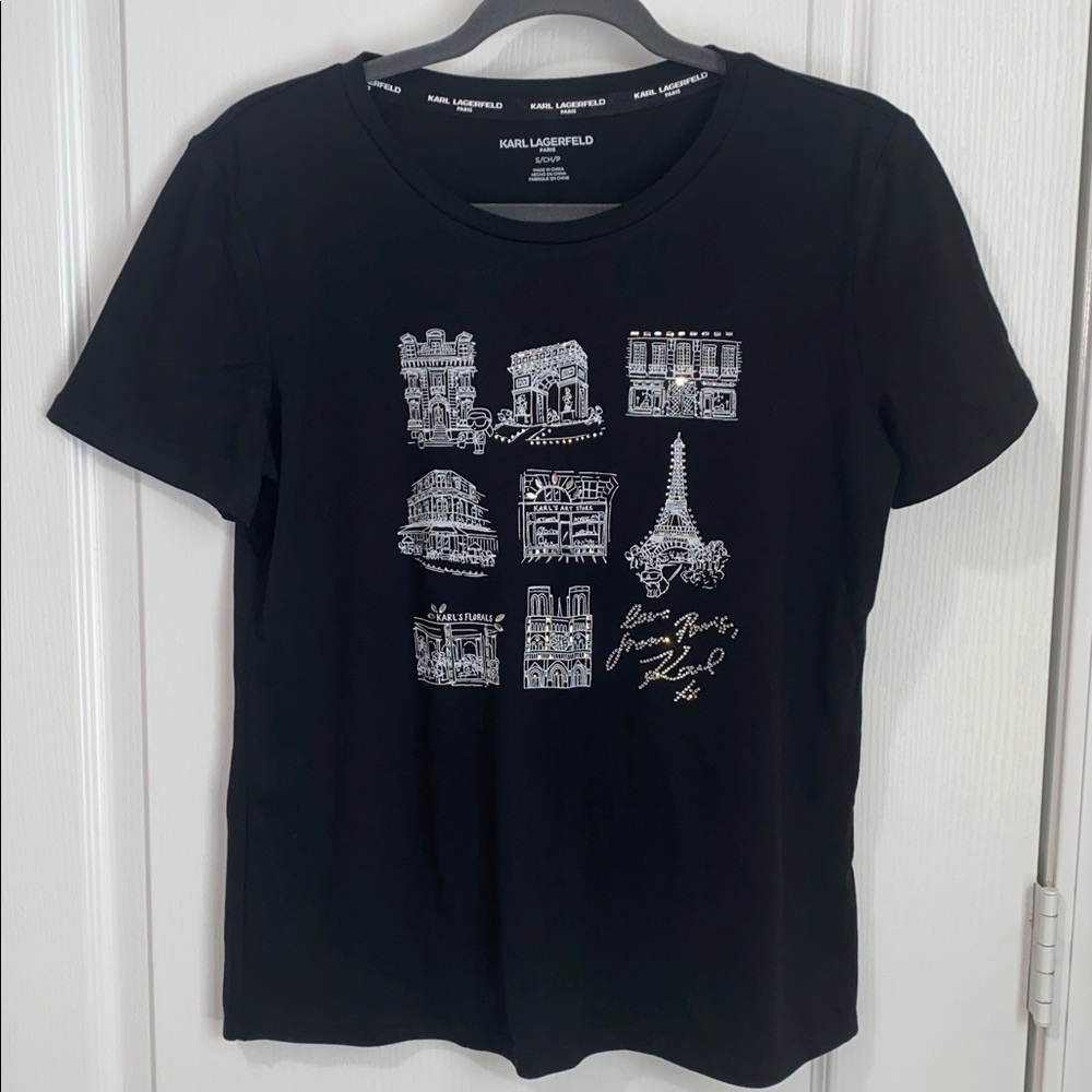 Karl Lagerfeld Love From Paris Jeweled T Shirt